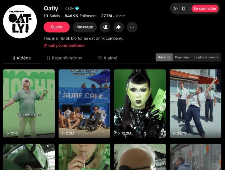 Oatly’s TikTok account