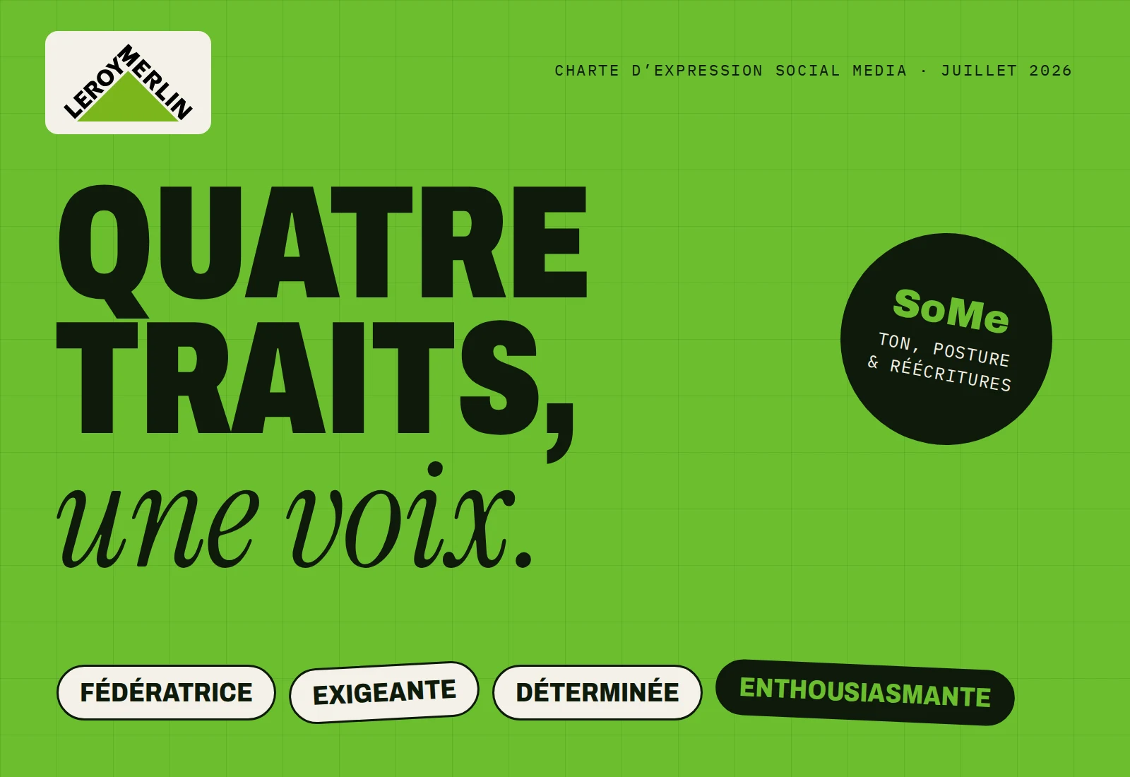 Leroy Merlin, social media tone of voice charter: four traits, one voice